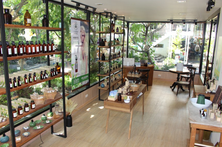 Interior of Siam Botanicals store with products on display